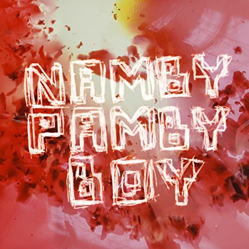 Red abstract background with "Namby Pamby Boy" written in white, graffiti-style text.