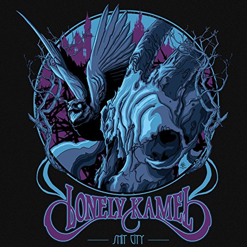 CD cover: bird flying over skull and gothic city in blue tones.