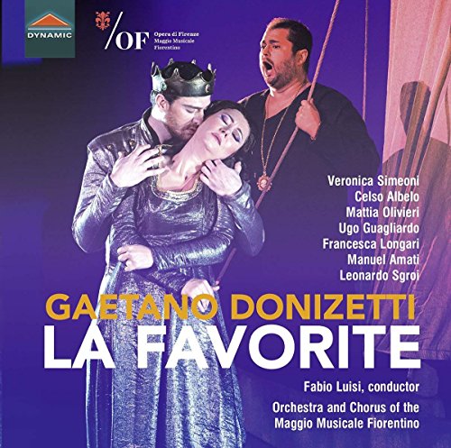 CD cover for Donizetti’s “La Favorite” opera, featuring performers in costume.