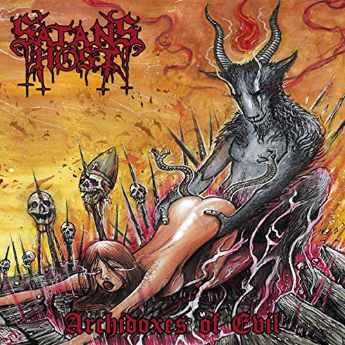 Album cover: demonic figure, nude woman, skulls, and blood-red, fiery background.