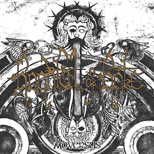 Gothic album cover with black and gold artwork, featuring ornate lettering and a central figure.