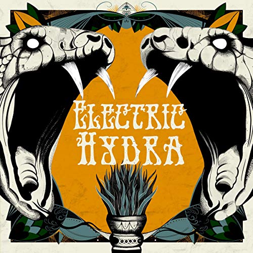 Orange album cover with two snake heads facing each other and text.