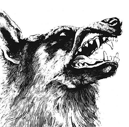 Vinyl record album cover with a black and white illustration of a snarling wolf.