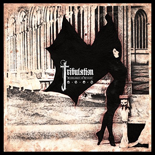 "Album cover with a black silhouette and a man and child in a gothic scene."