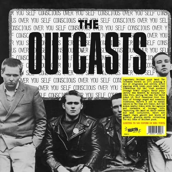 Vinyl record cover for “The Outcasts - Self Conscious Over You” featuring a band photo.