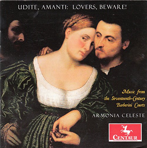 Seventeenth-century painting of a couple embracing, CD cover for classical music.