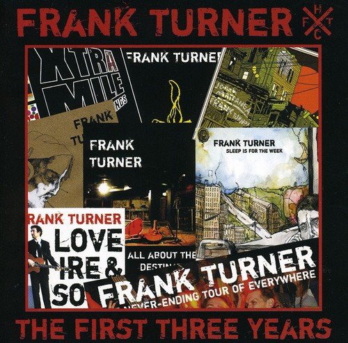 "Frank Turner's album cover featuring a collage of his album artwork on a black background."