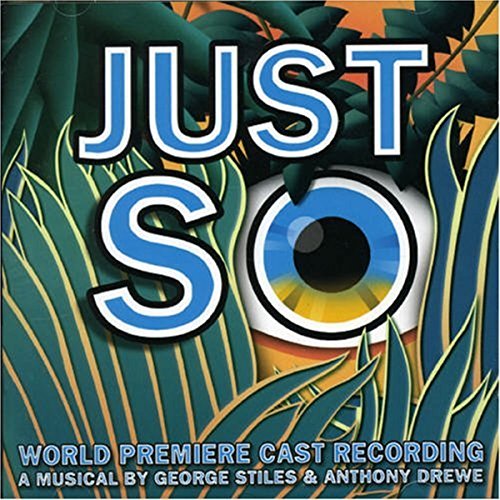 "Album cover with 'Just So' in blue letters, surrounded by jungle foliage and an eyeball."