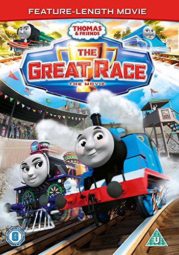 DVD cover for "The Great Race" featuring Thomas the Tank Engine and a racing train.