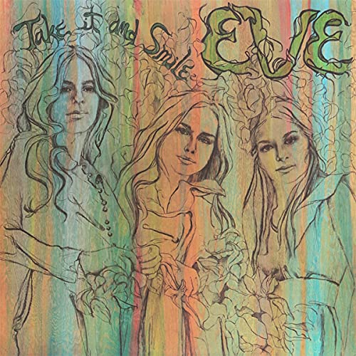 Vinyl record cover featuring sketched portraits of women with colorful stripes.