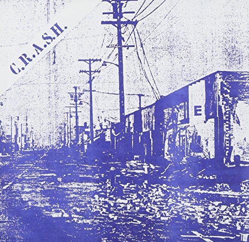 Blue-toned album cover depicting power lines, a building, and debris.