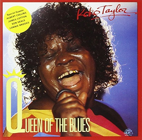 Koko Taylor album cover featuring a woman singing into a microphone, with text overlays.