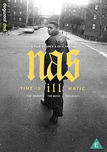 DVD cover for "Time Is Illmatic" featuring Nas walking down a street.