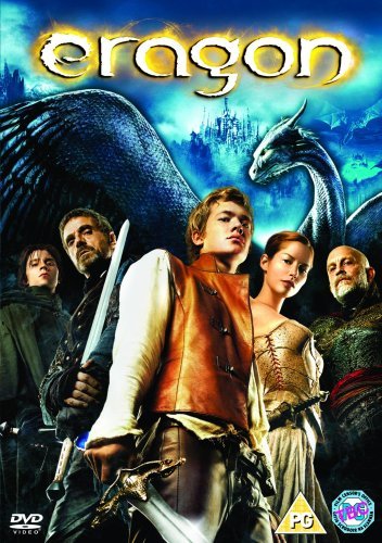 Eragon DVD cover featuring characters and a blue dragon in flight.