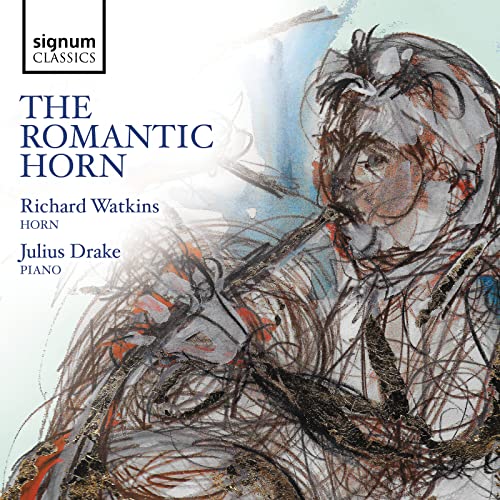 CD cover featuring a sketch of a musician playing a French horn.