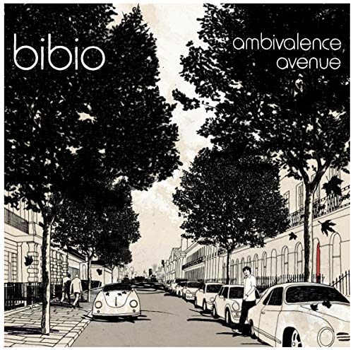 Bibioās āAmbivalence Avenueā vinyl cover: sketched street scene with cars and trees.