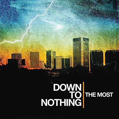Album cover with city skyline silhouetted against a stormy, colorful sky.