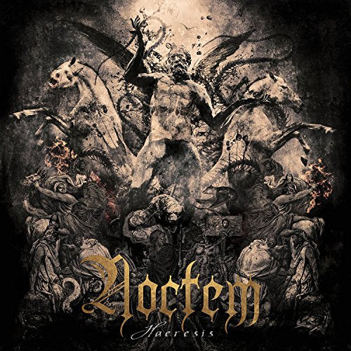 "Album cover art featuring a dark illustration with gold text 'Noctem Haeresis'."