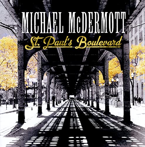 CD cover for Michael McDermott’s “St. Paul’s Boulevard” with a street scene.