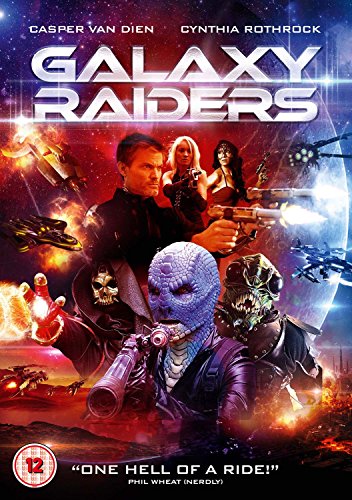 DVD cover for sci-fi action film "Galaxy Raiders" with cast images.