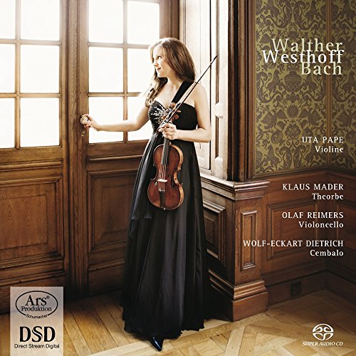 CD cover featuring a woman in black holding a violin by a window.