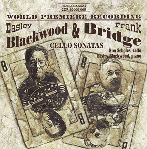 CD cover featuring portraits on playing cards, cello and piano music.