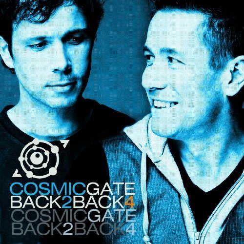 "CD album cover with two men and 'Cosmic Gate Back 2 Back 4' text."