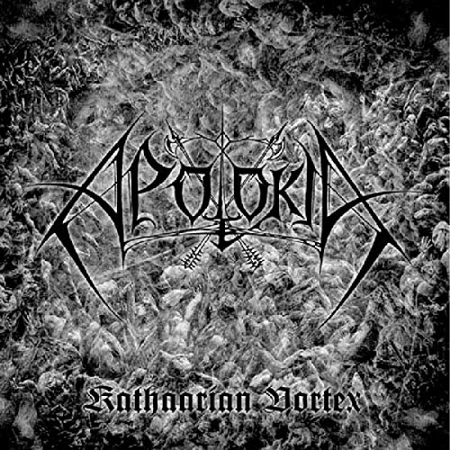 Black and white album cover with band logo and swirling, textured background.