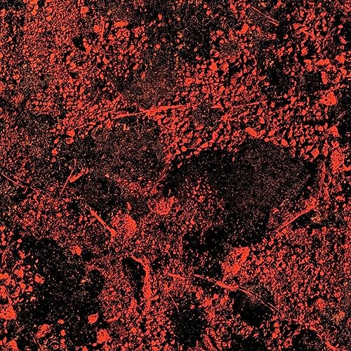 Red and black abstract splatter pattern, vinyl record artwork.