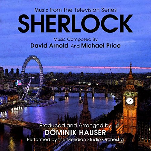 "CD cover for 'Sherlock' soundtrack featuring London cityscape with Big Ben and the London Eye."