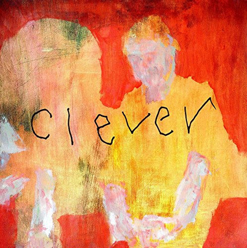 Abstract painting of two figures with the word "clever" handwritten on it.