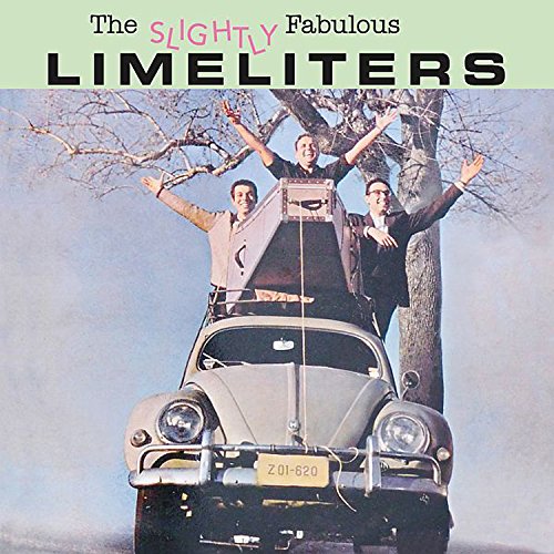 "CD cover featuring three men in a Volkswagen with arms outstretched."