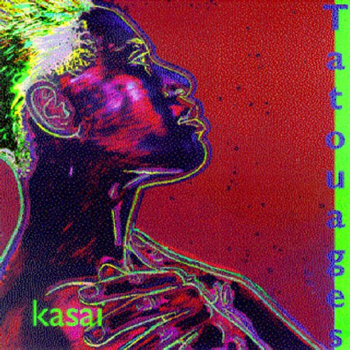 "Album cover with a colorful illustration of a person's profile against a red background."