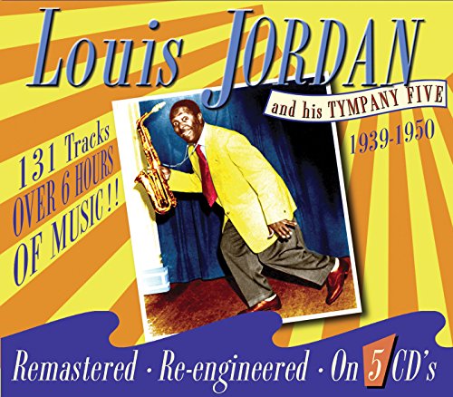 "CD cover featuring Louis Jordan holding a saxophone, wearing a yellow jacket."