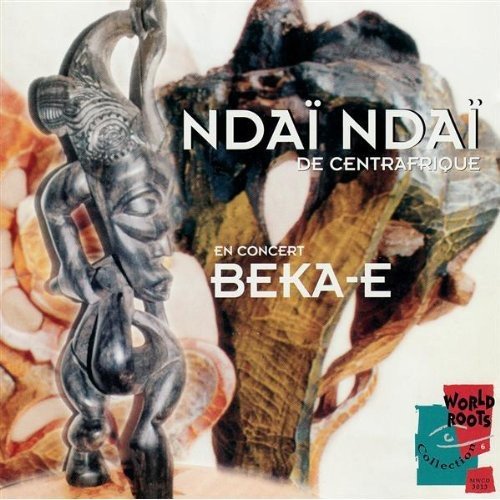 "CD cover featuring a statue and abstract shapes with 'Ndai Ndai' and 'Beka-E' text."