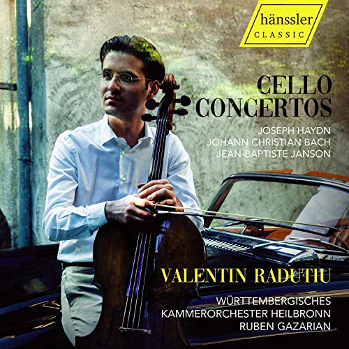CD cover featuring cellist Valentin Radutiu and text "Cello Concertos".