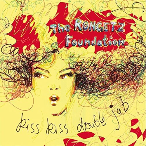 Album cover with a woman's face, scribbled lines, and colorful abstract art.