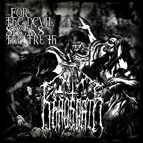 Black and white album cover depicting demonic figures and text.