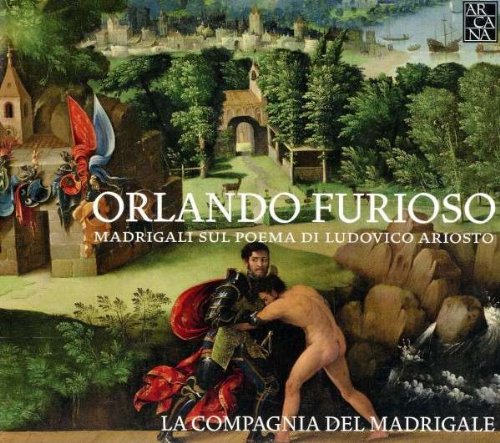 "Album cover with a Renaissance painting of a man fighting a knight."