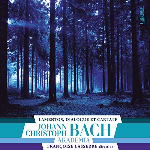 CD cover: dark forest scene with text “Johann Bach” and “Akademia.”