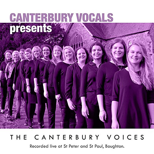 "CD cover featuring a purple-toned image of a women's choir outside a church."