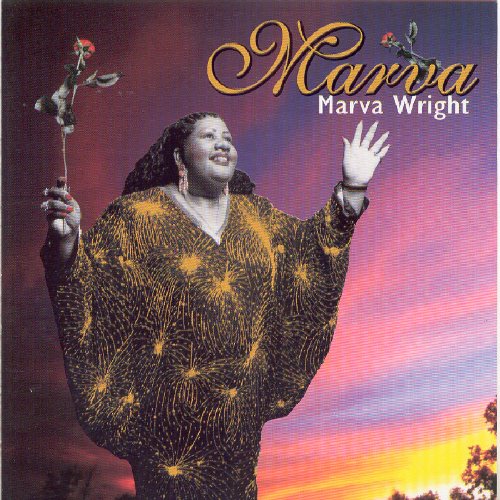 "CD cover featuring Marva Wright in a sparkly dress holding a rose."