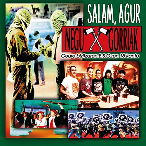Album cover for "Salam, Agur" by Negu Gorriak, collage of figures and scenes.