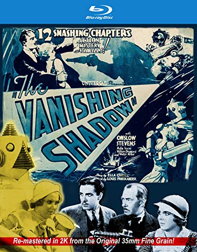 The Vanishing Shadow" Blu-ray cover featuring vintage sci-fi and mystery imagery.