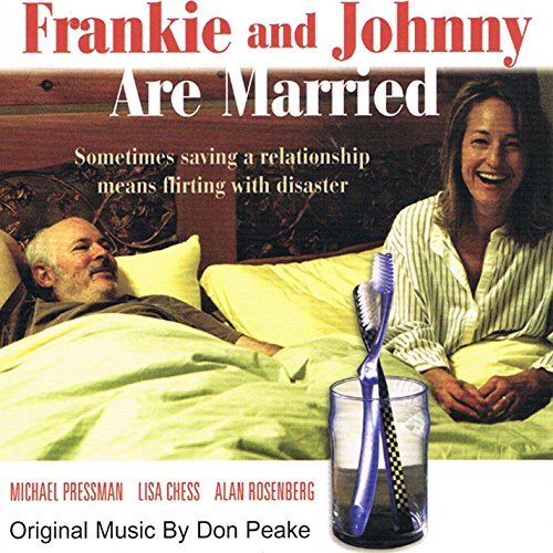 "Album cover with man and woman in bed, toothbrushes in a glass."