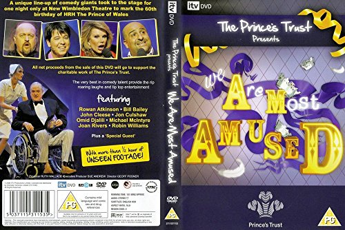 The image is a DVD case cover. Alt text: "DVD case for 'We Are Most Amused' with purple and yellow design."