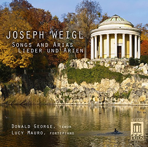 "CD cover featuring a serene lake scene with a rotunda and autumn foliage."