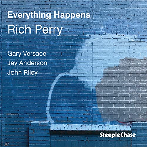 CD cover for Rich Perry’s “Everything Happens” with blue brick background.