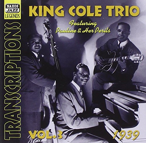 "Jazz album cover featuring three musicians in suits playing piano, guitar, and double bass."