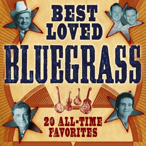 "Album cover with 'Best Loved Bluegrass' title, featuring musician portraits and instruments."